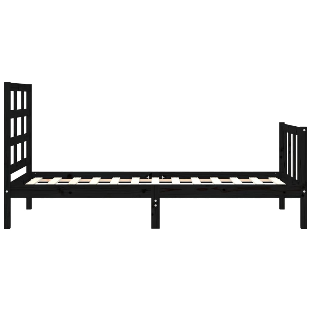 sengeramme med sengegavl Small Single massivt træ sort