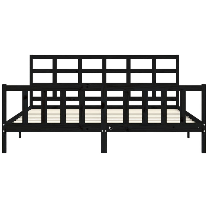 sengeramme med sengegavl 200x200 cm massivt træ sort