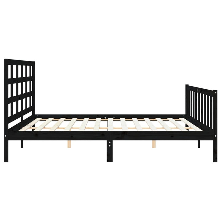 sengeramme med sengegavl 200x200 cm massivt træ sort