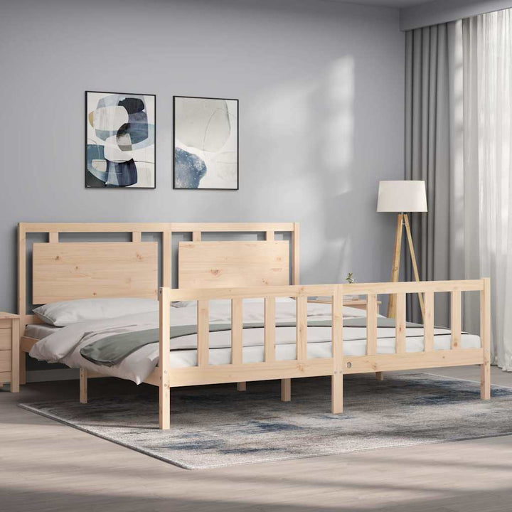 sengeramme med sengegavl 180x200 cm massivt træ