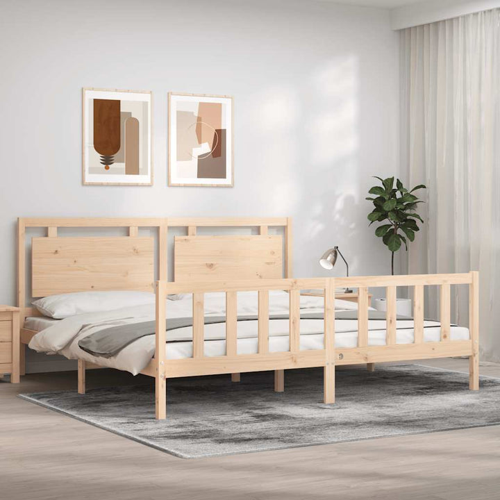 sengeramme med sengegavl 180x200 cm massivt træ