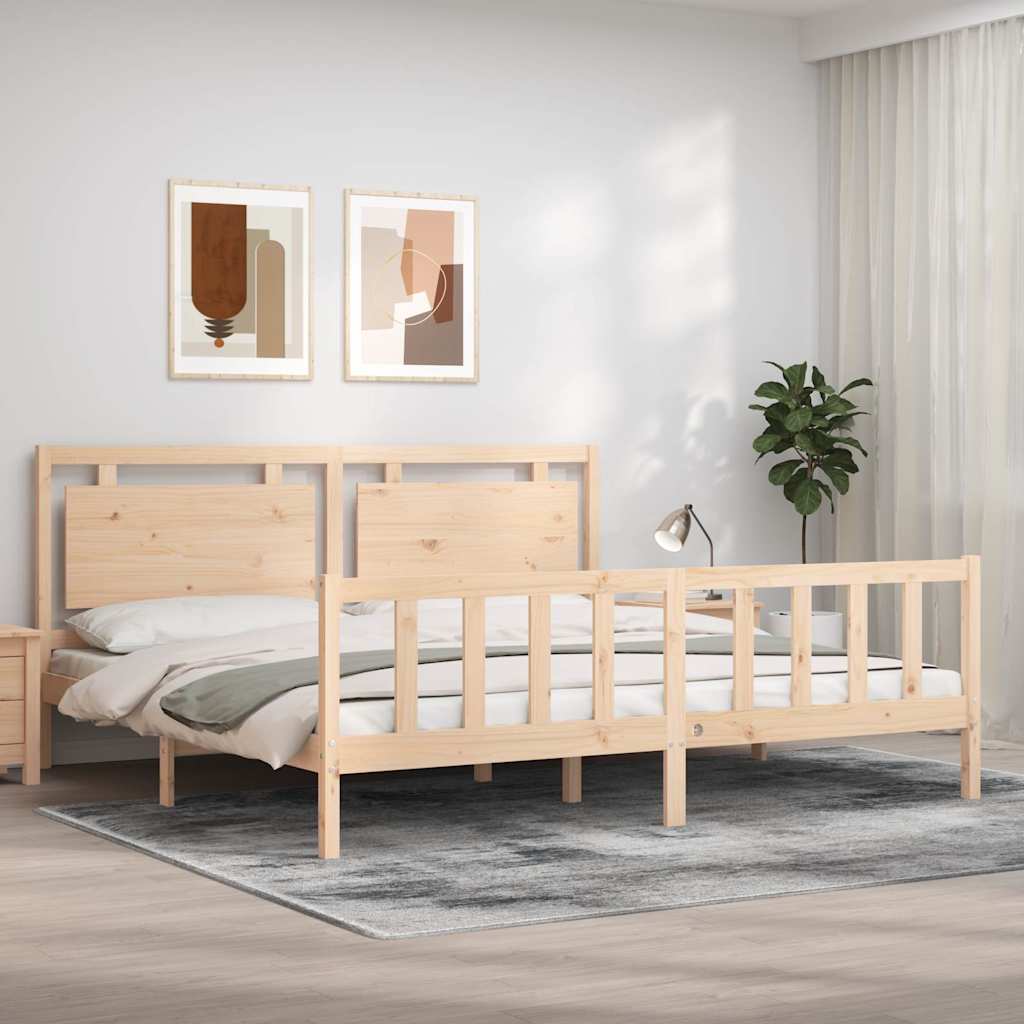 sengeramme med sengegavl 180x200 cm massivt træ