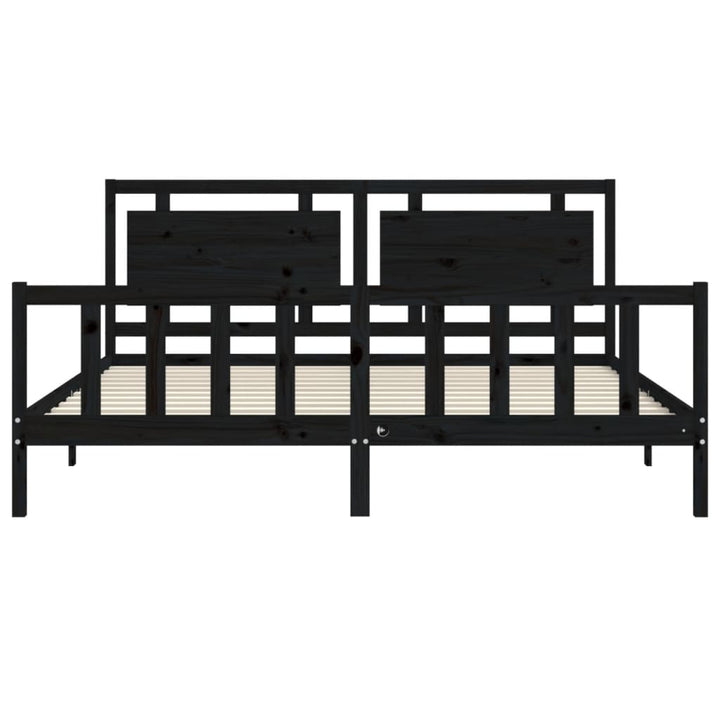 sengeramme med sengegavl 200x200 cm massivt træ sort