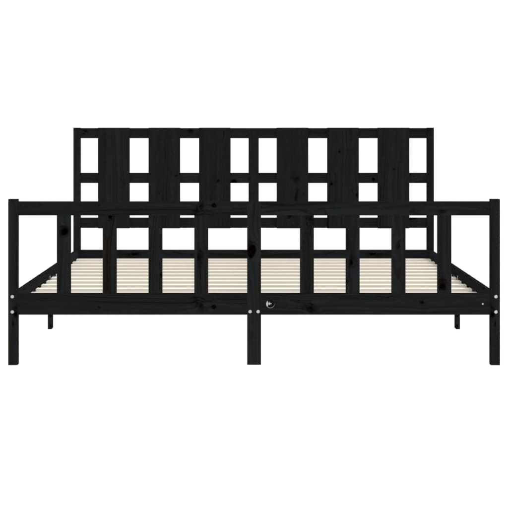 sengeramme med sengegavl 200x200 cm massivt træ sort
