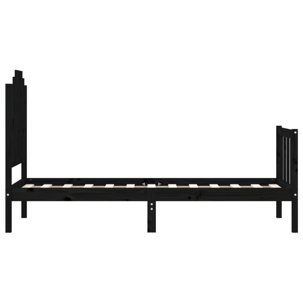 sengeramme med sengegavl Small Single massivt træ sort