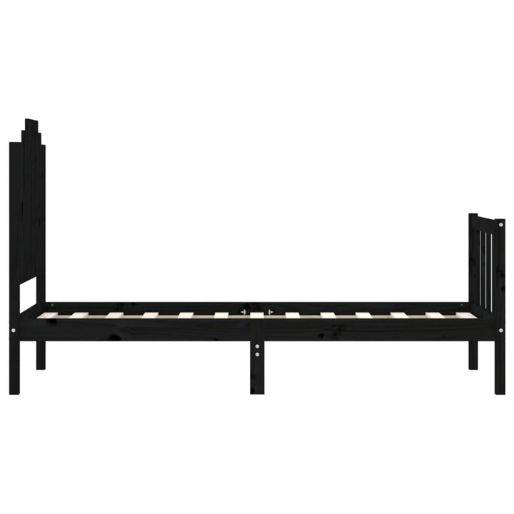 sengeramme med sengegavl Small Single massivt træ sort