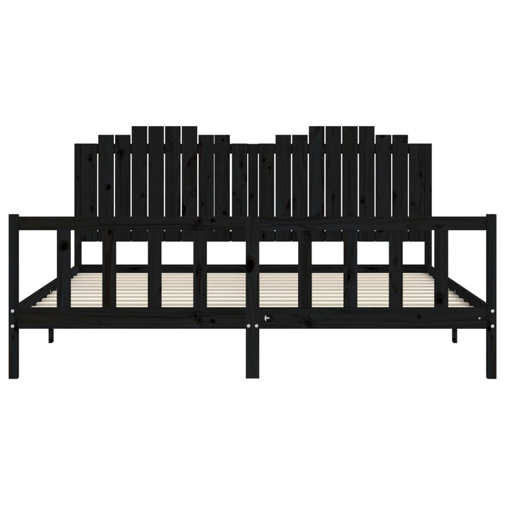 sengeramme med sengegavl 200x200 cm massivt træ sort