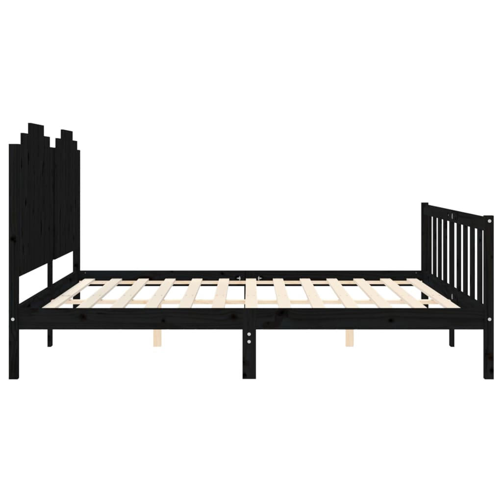 sengeramme med sengegavl 200x200 cm massivt træ sort