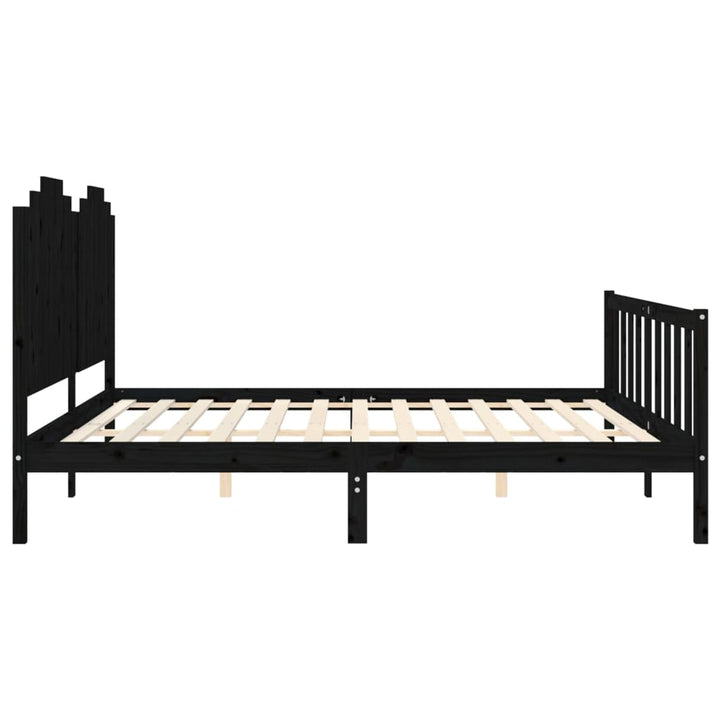 sengeramme med sengegavl 200x200 cm massivt træ sort