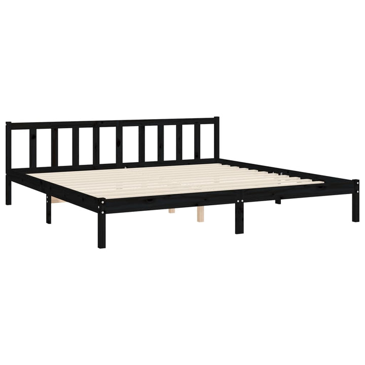 sengeramme med sengegavl 200x200 cm massivt træ sort