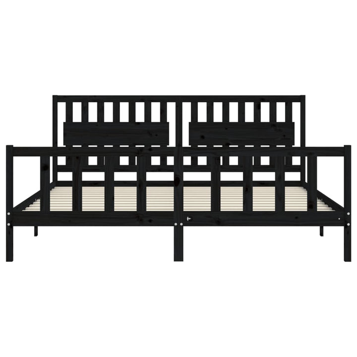 sengeramme med sengegavl 200x200 cm massivt træ sort