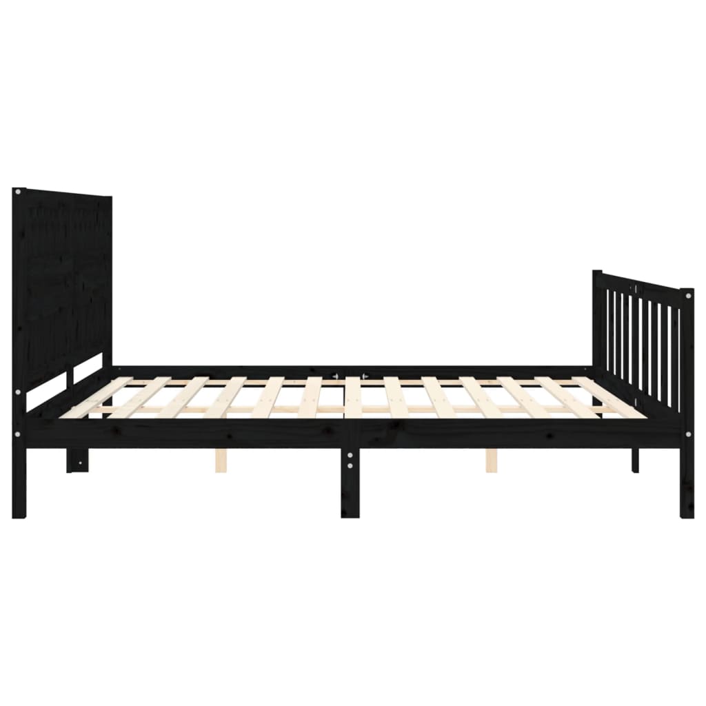 sengeramme med sengegavl 200x200 cm massivt træ sort