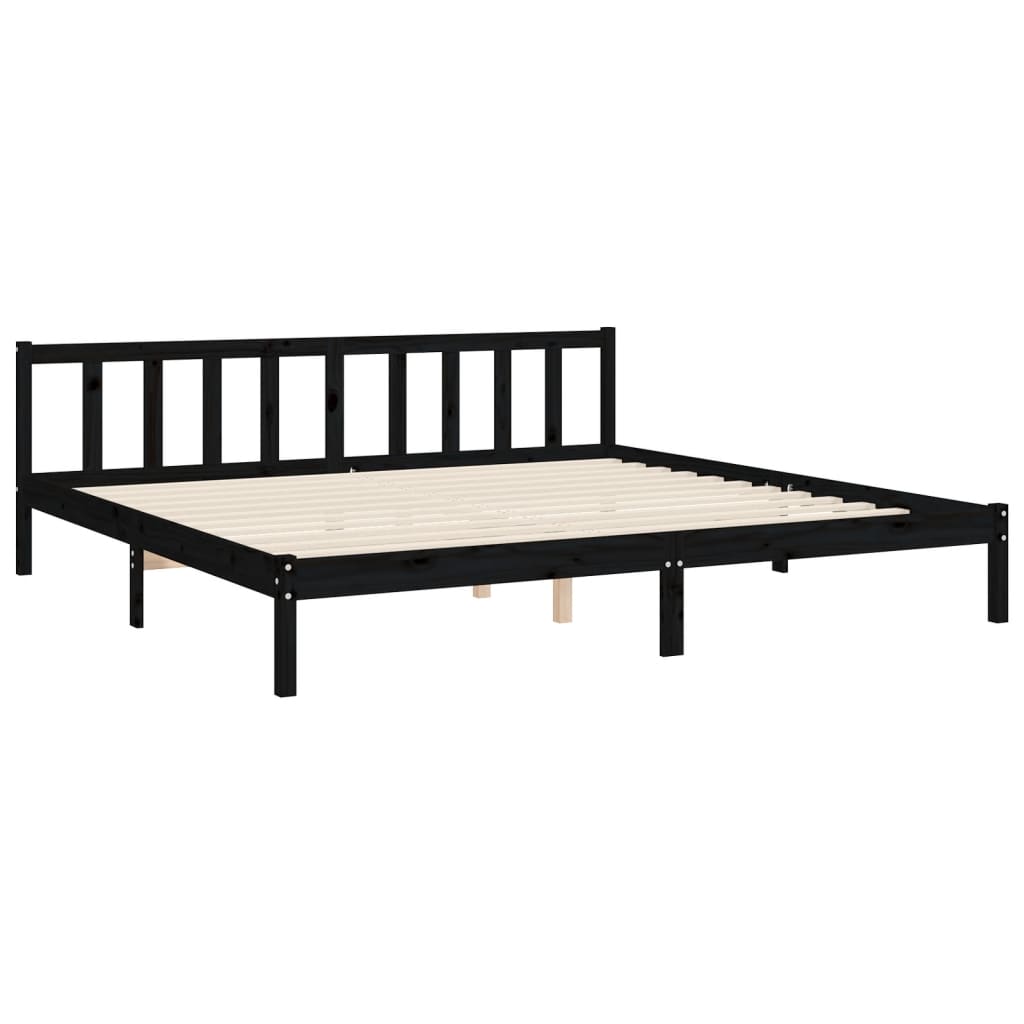 sengeramme med sengegavl 200x200 cm massivt træ sort