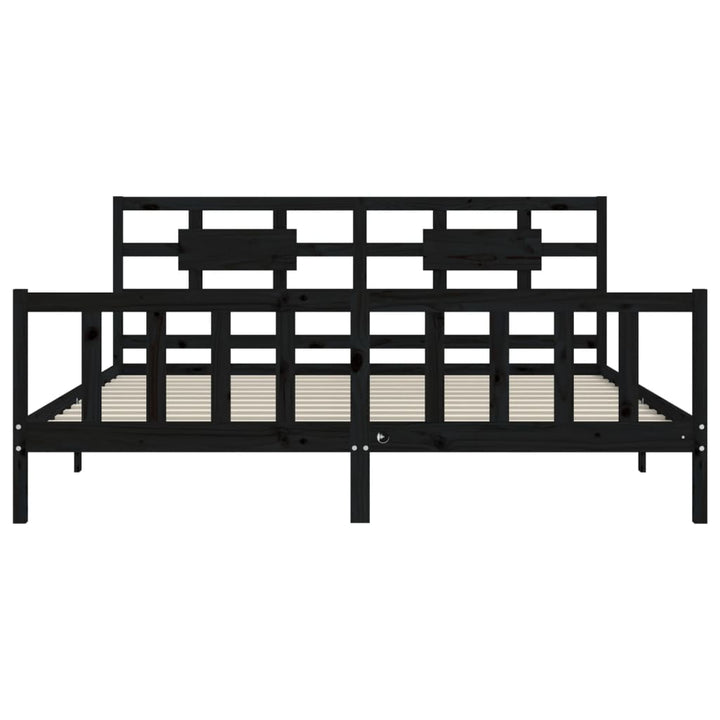 sengeramme med sengegavl 200x200 cm massivt træ sort