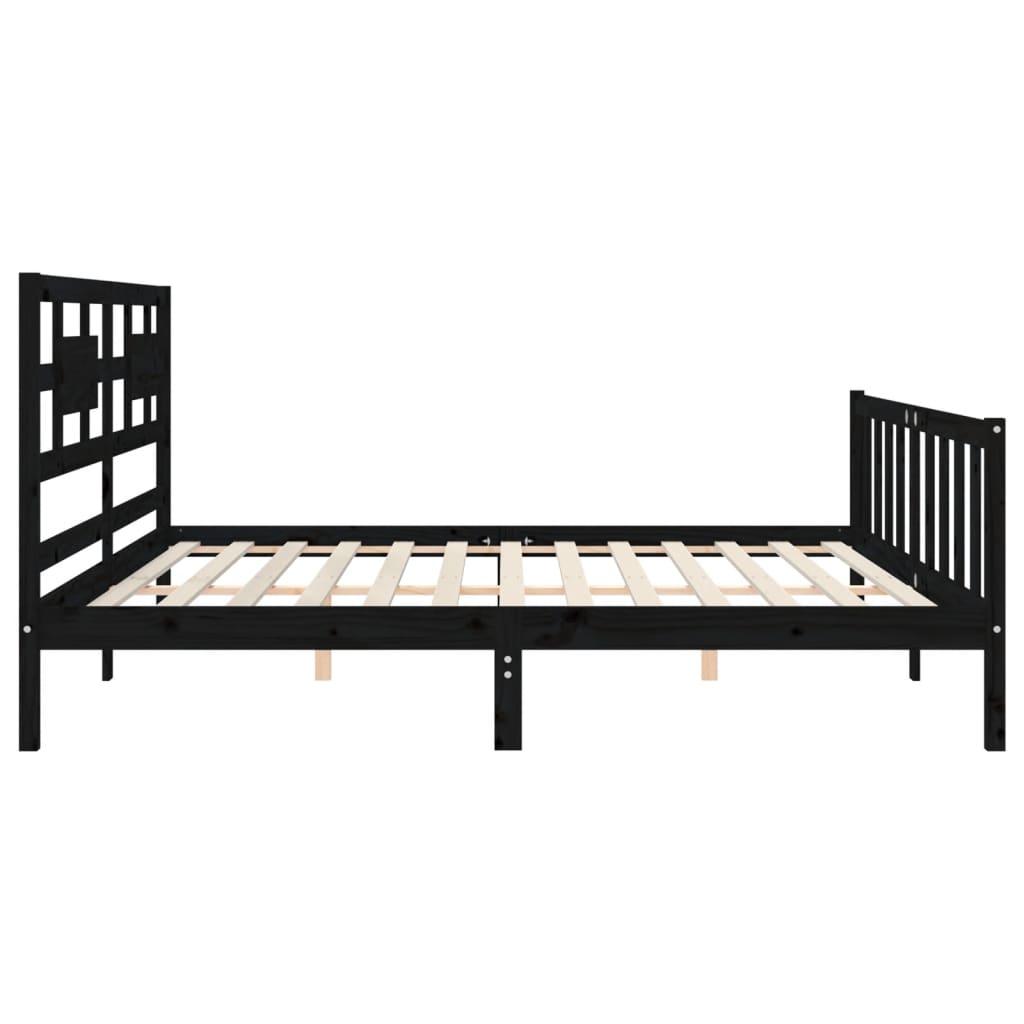 sengeramme med sengegavl 200x200 cm massivt træ sort