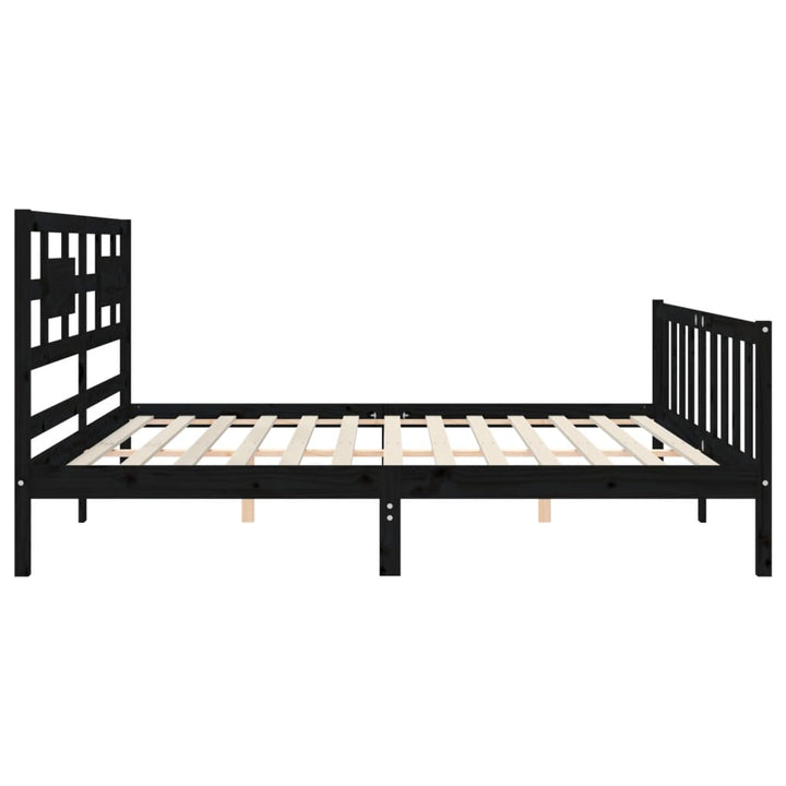 sengeramme med sengegavl 200x200 cm massivt træ sort