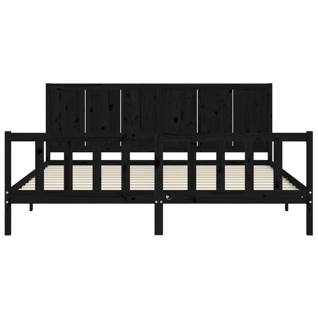 sengeramme med sengegavl 200x200 cm massivt træ sort