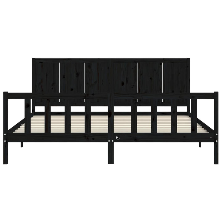 sengeramme med sengegavl 200x200 cm massivt træ sort