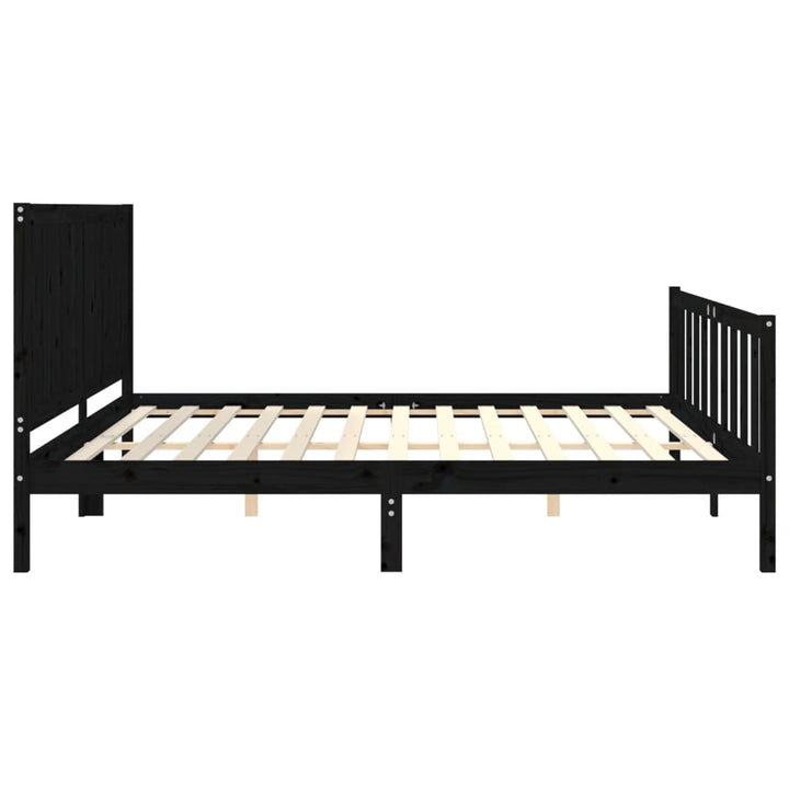 sengeramme med sengegavl 200x200 cm massivt træ sort