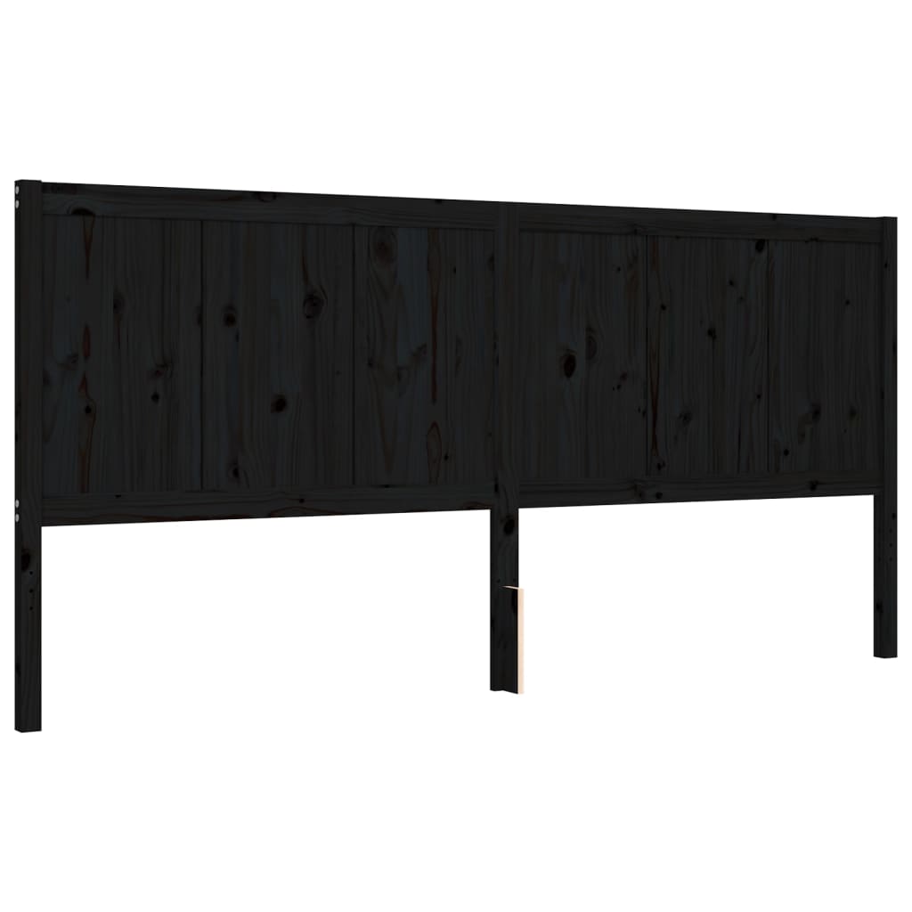 sengeramme med sengegavl 200x200 cm massivt træ sort