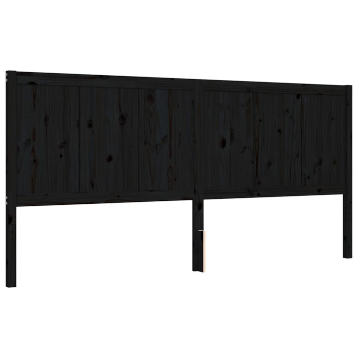sengeramme med sengegavl 200x200 cm massivt træ sort