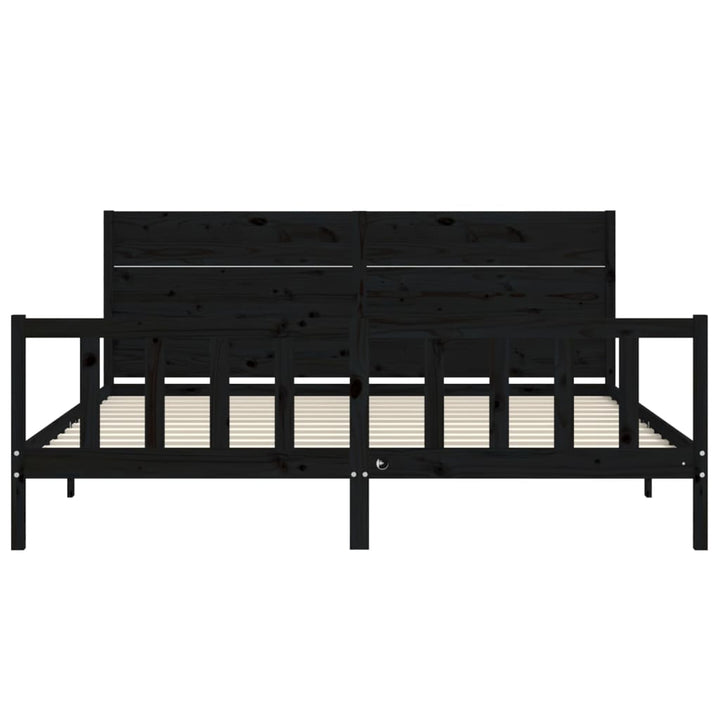 sengeramme med sengegavl 200x200 cm massivt træ sort