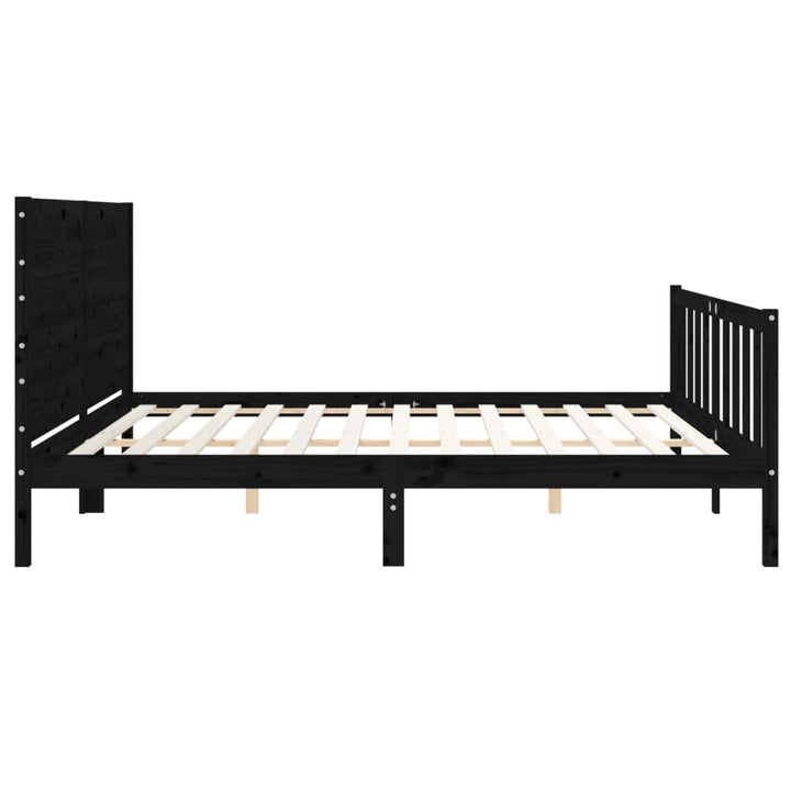 sengeramme med sengegavl 200x200 cm massivt træ sort