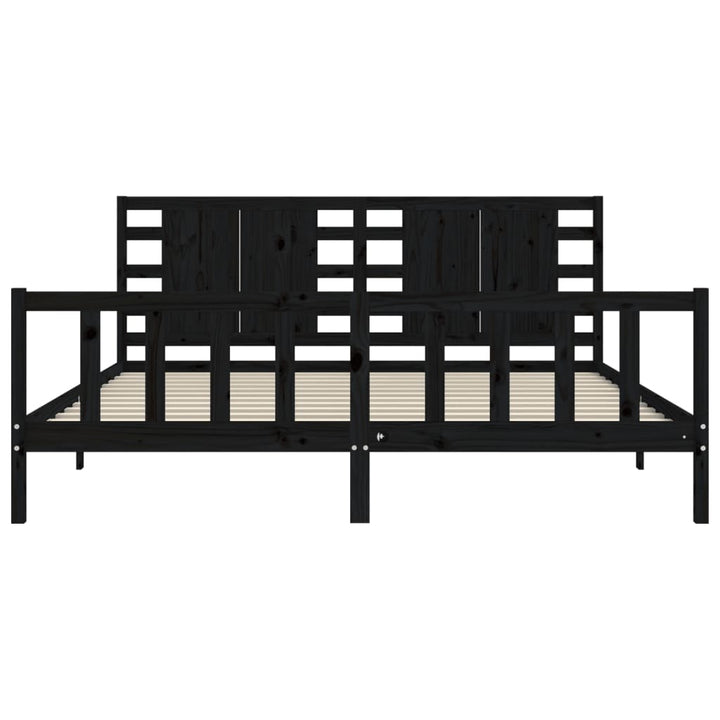 sengeramme med sengegavl 200x200 cm massivt træ sort