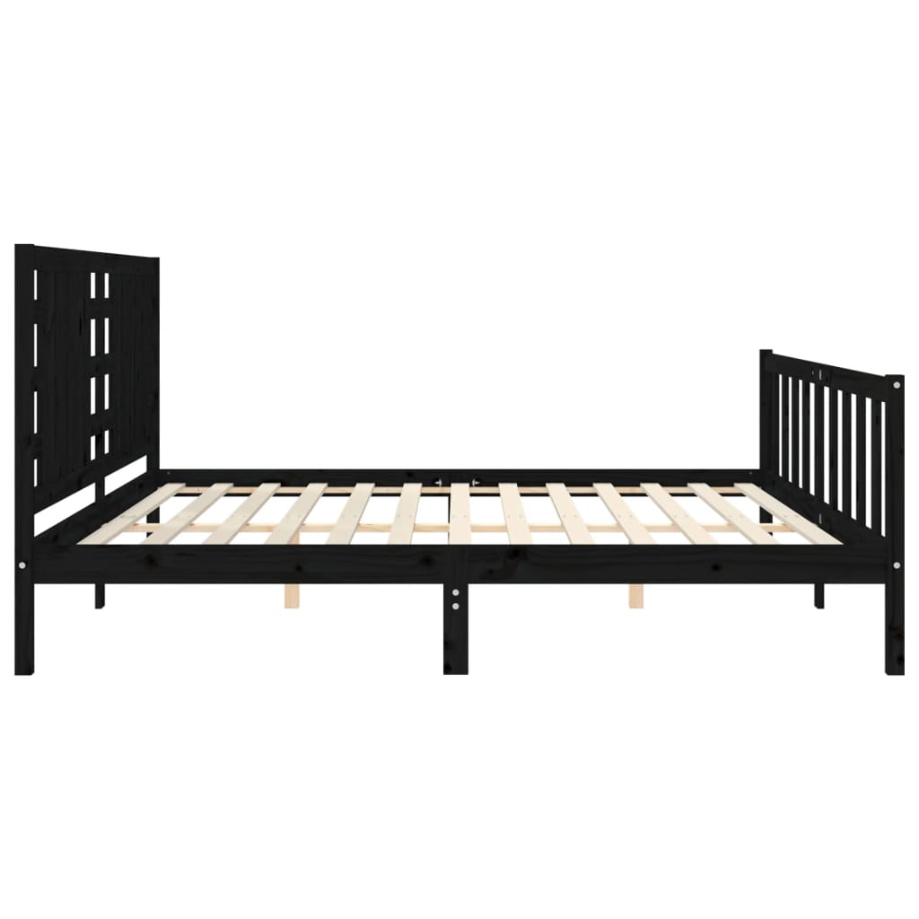 sengeramme med sengegavl 200x200 cm massivt træ sort