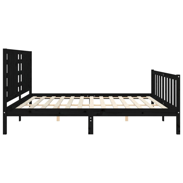 sengeramme med sengegavl 200x200 cm massivt træ sort