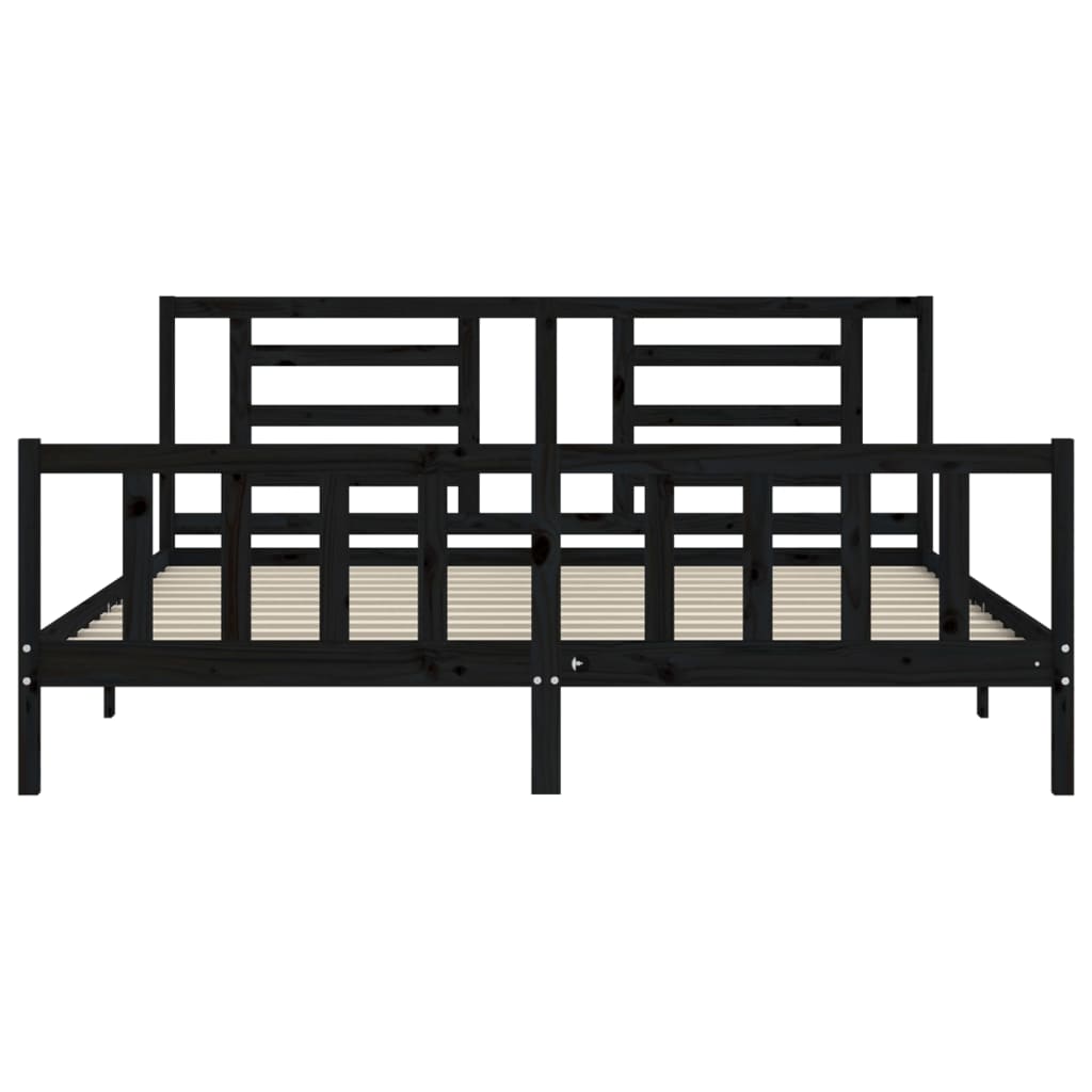 sengeramme med sengegavl 200x200 cm massivt træ sort