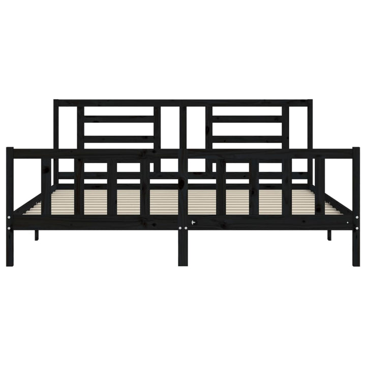 sengeramme med sengegavl 200x200 cm massivt træ sort