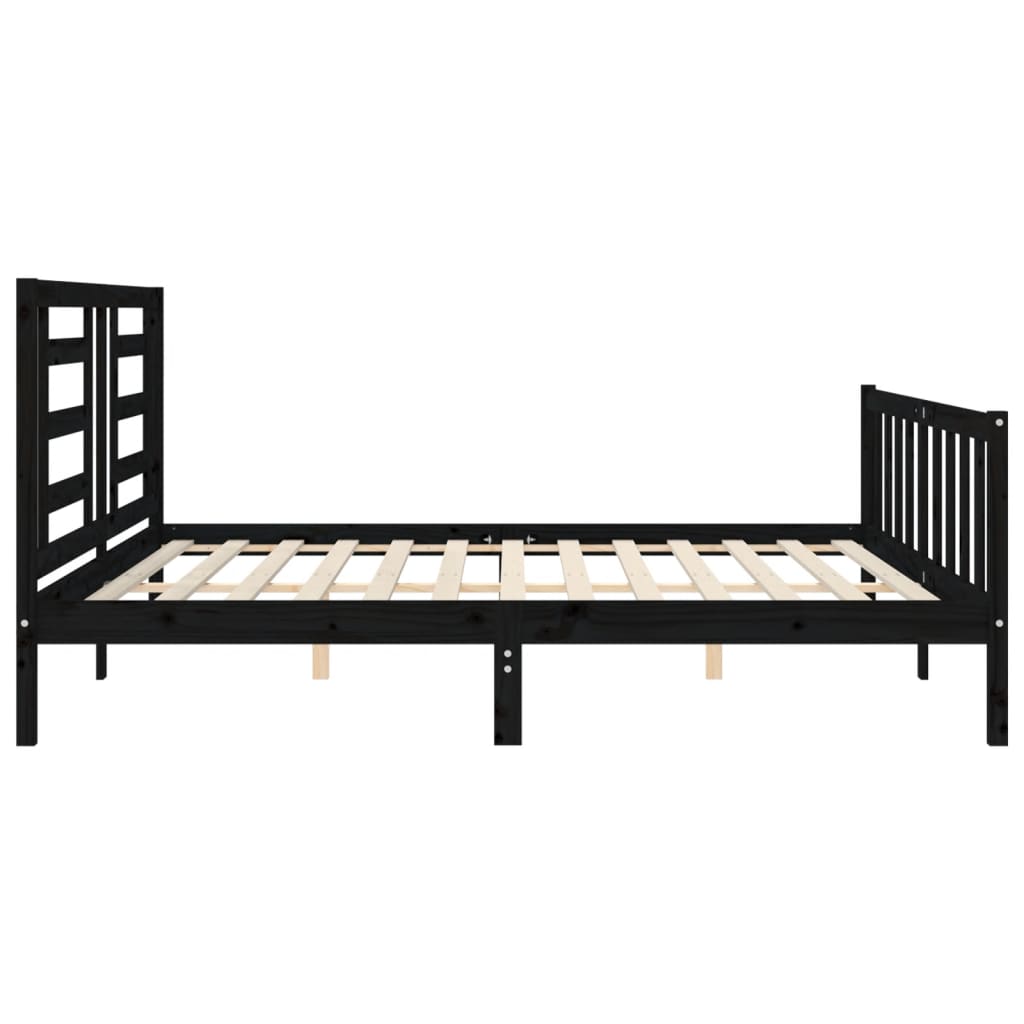 sengeramme med sengegavl 200x200 cm massivt træ sort