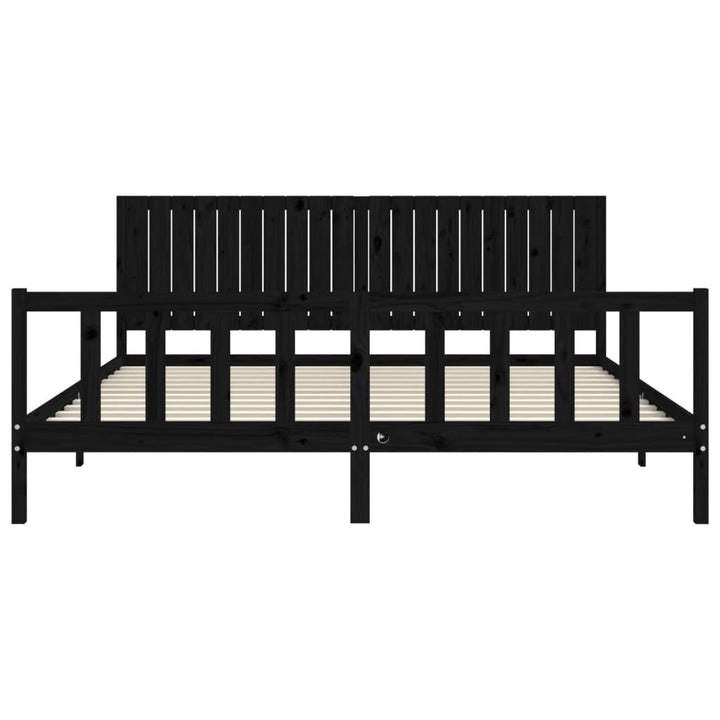 sengeramme med sengegavl 200x200 cm massivt træ sort