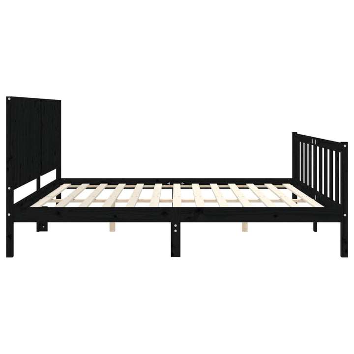 sengeramme med sengegavl 200x200 cm massivt træ sort