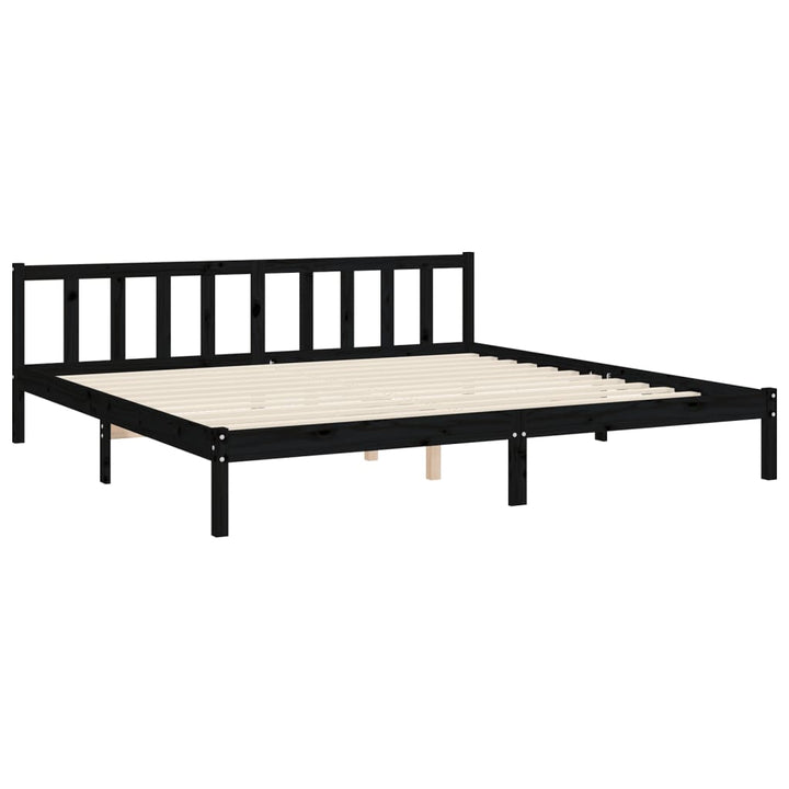 sengeramme med sengegavl 200x200 cm massivt træ sort