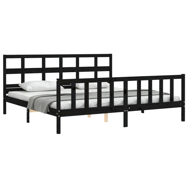 sengeramme med sengegavl 200x200 cm massivt træ sort