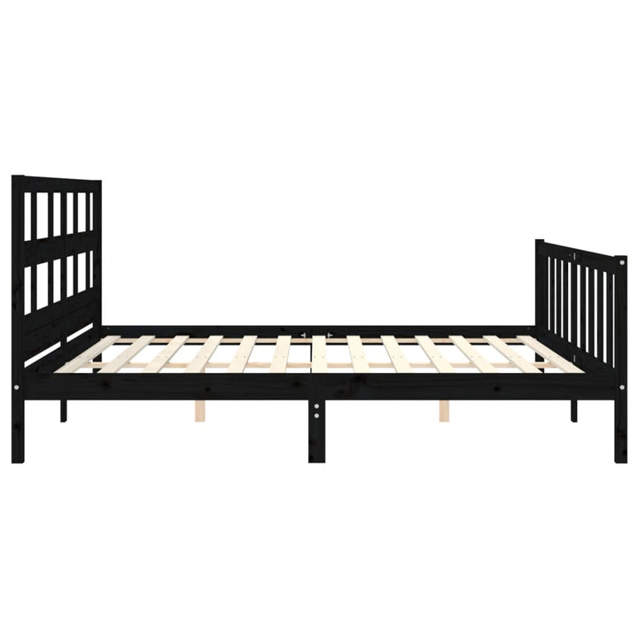 sengeramme med sengegavl 200x200 cm massivt træ sort