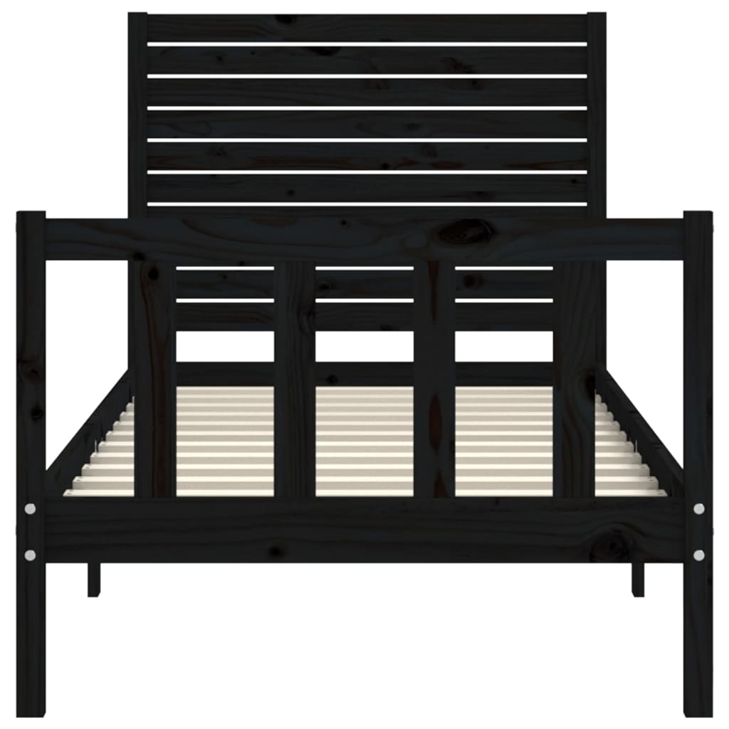 sengeramme med sengegavl Small Single massivt træ sort
