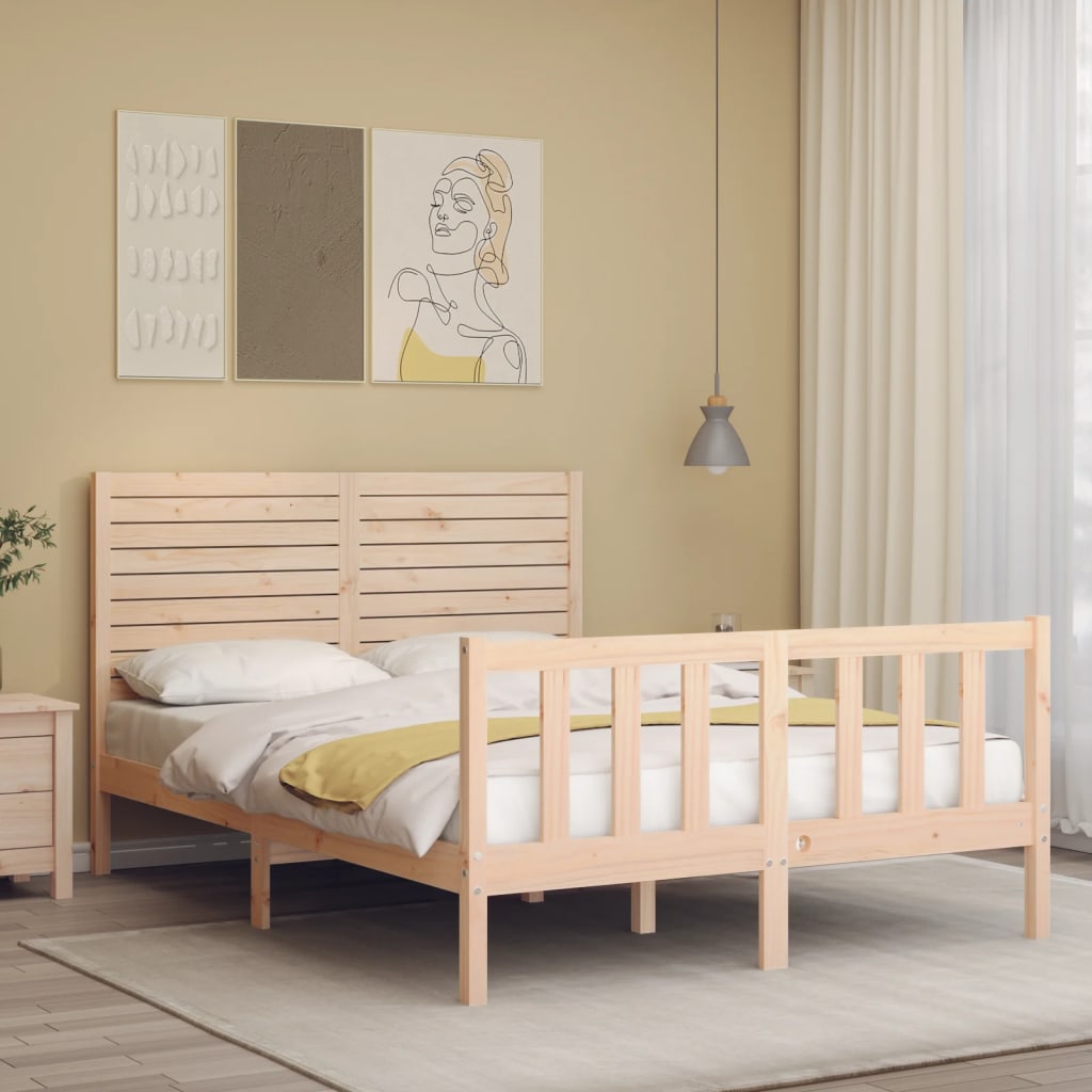 sengeramme uden madras 140x200 cm massivt fyrretræ