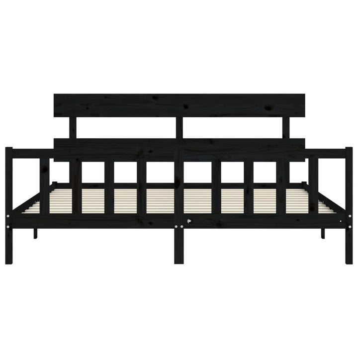 sengeramme med sengegavl 200x200 cm massivt træ sort