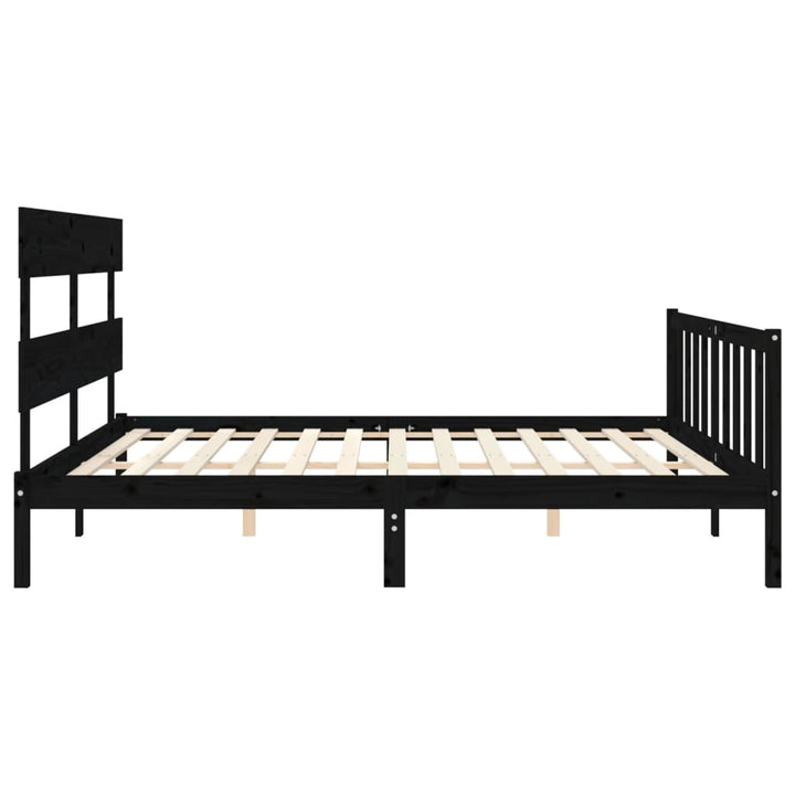 sengeramme med sengegavl 200x200 cm massivt træ sort