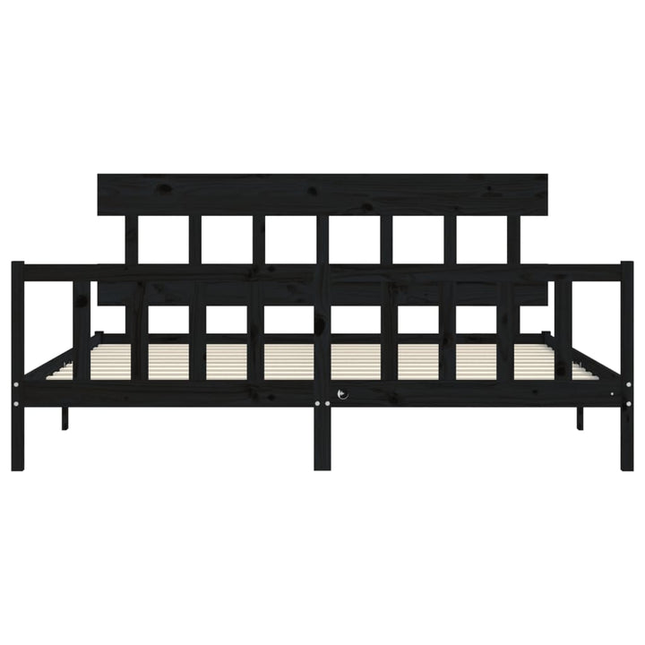 sengeramme med sengegavl 200x200 cm massivt træ sort