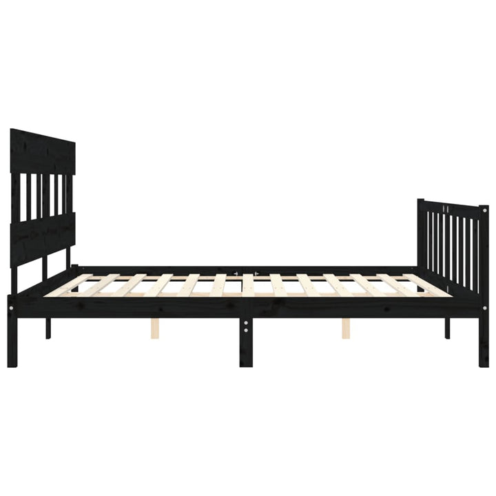 sengeramme med sengegavl 200x200 cm massivt træ sort