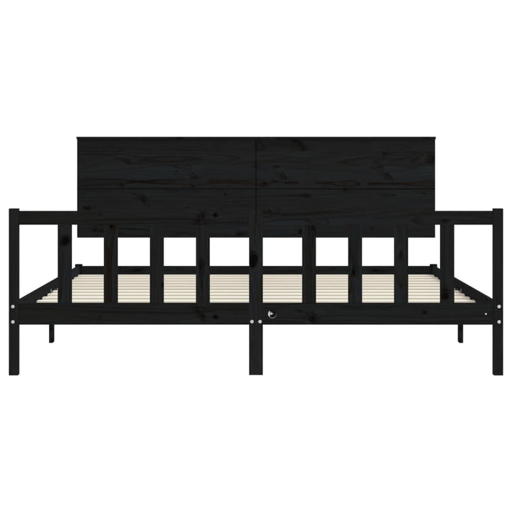 sengeramme med sengegavl 200x200 cm massivt træ sort