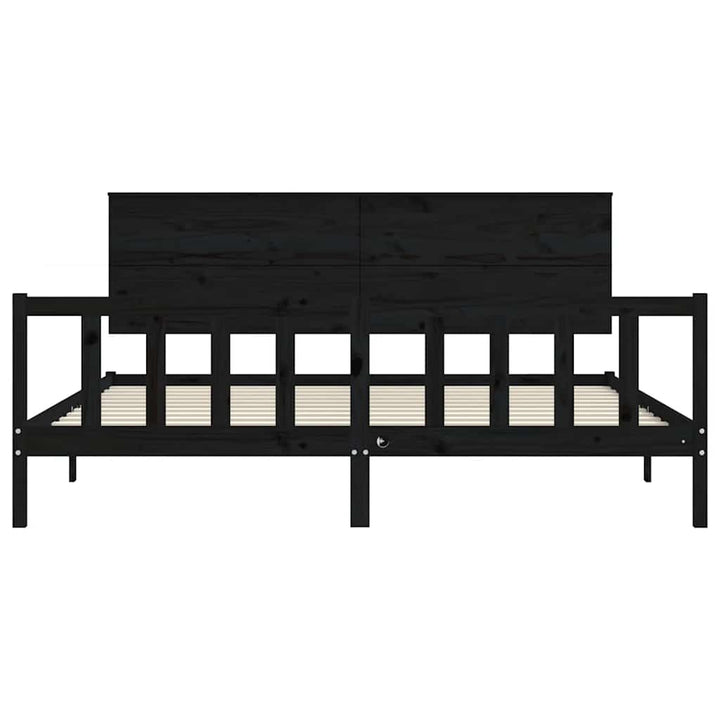 sengeramme med sengegavl 200x200 cm massivt træ sort