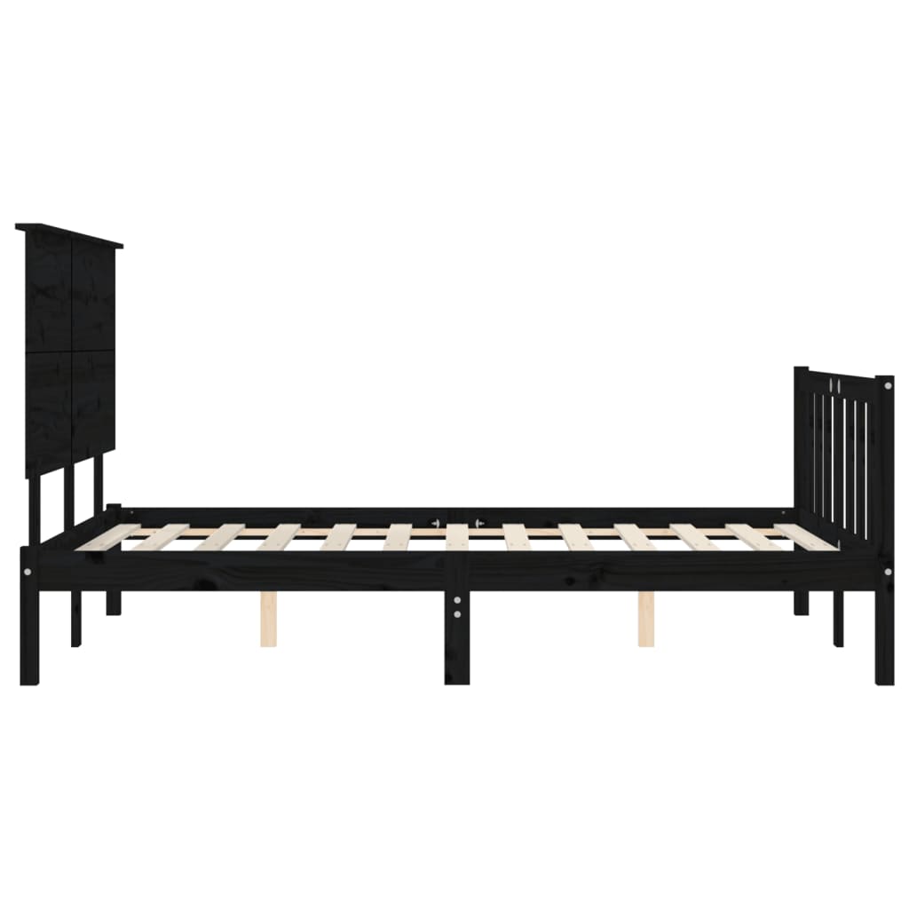 sengeramme med sengegavl 200x200 cm massivt træ sort