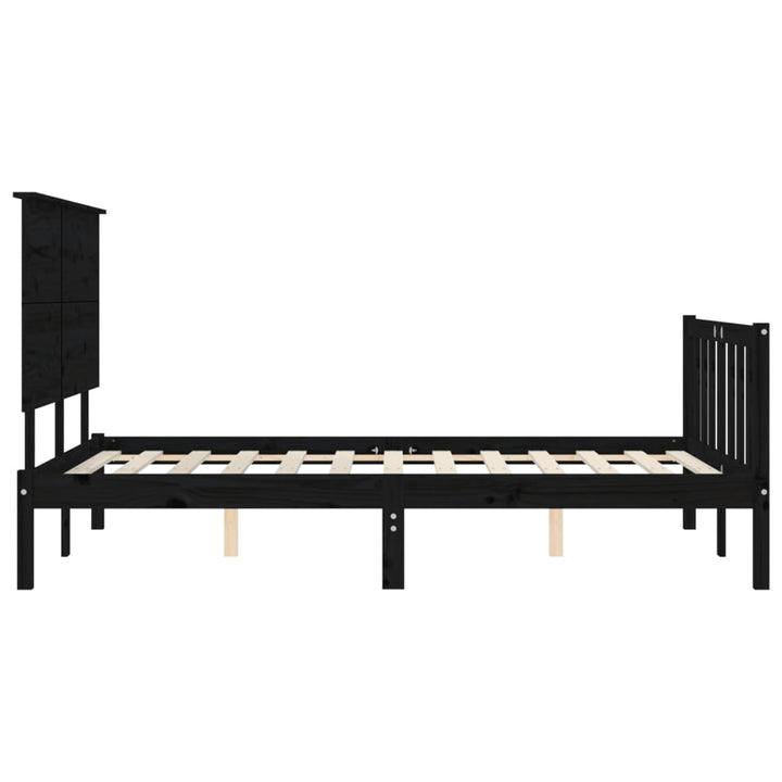 sengeramme med sengegavl 200x200 cm massivt træ sort