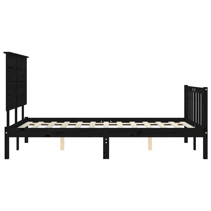 sengeramme med sengegavl 200x200 cm massivt træ sort