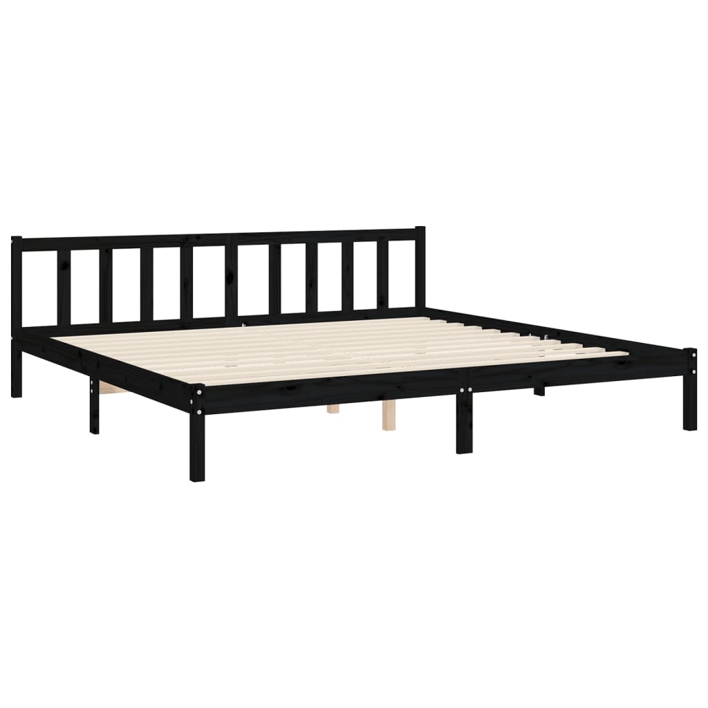 sengeramme med sengegavl 200x200 cm massivt træ sort